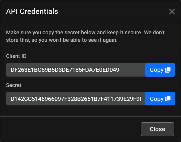 Saving client ID and secret