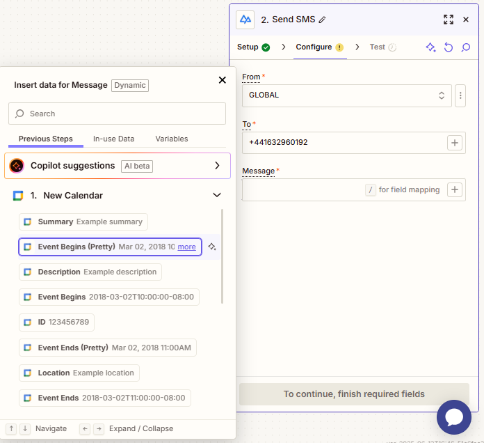 Screenshot of the Configure tab