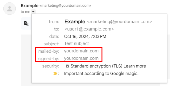 Example of email headers