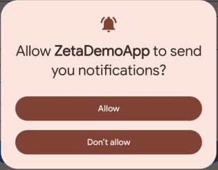 Android 13 runtime notification permission dialog on a physical device