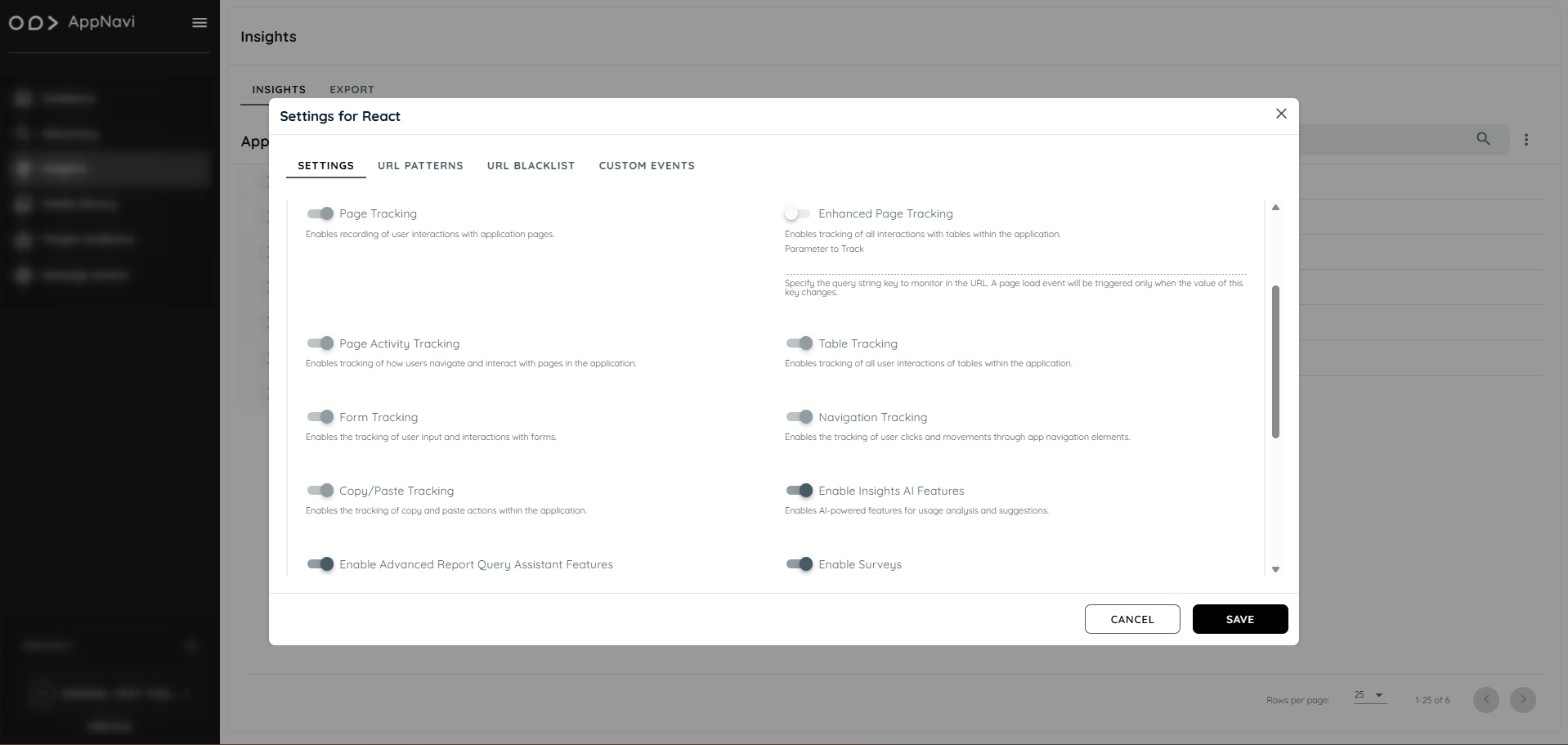 Insights Setting