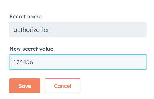 Screenshot of secret name and value of the token