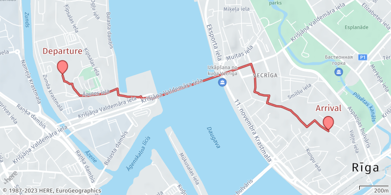 Map image with routing information