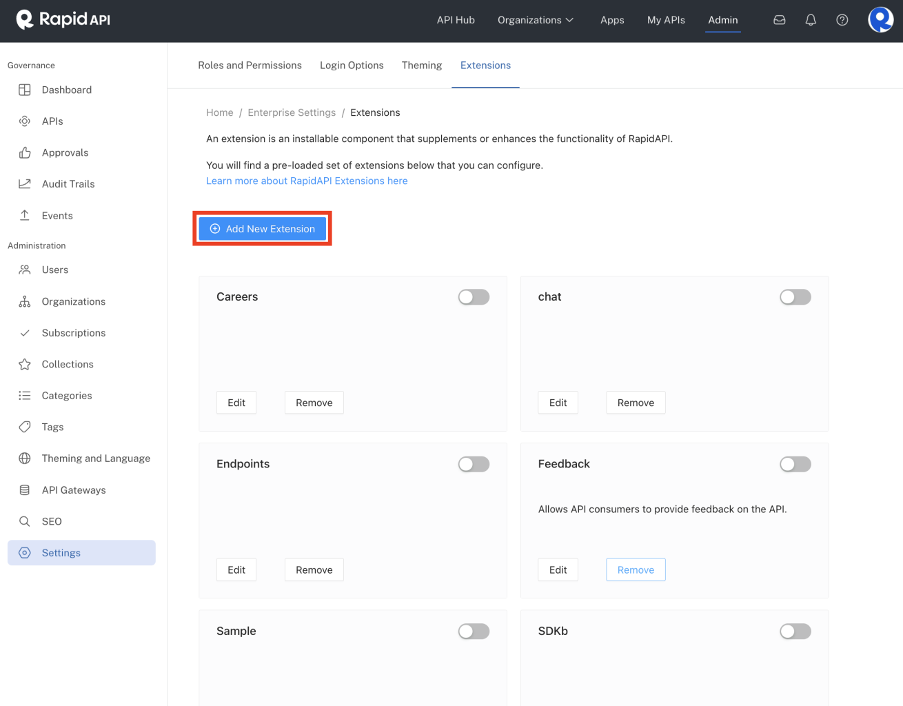 Adding an extension.