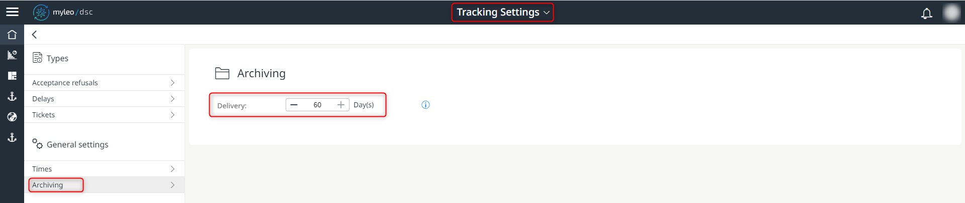 Determine the number of archived deliveries