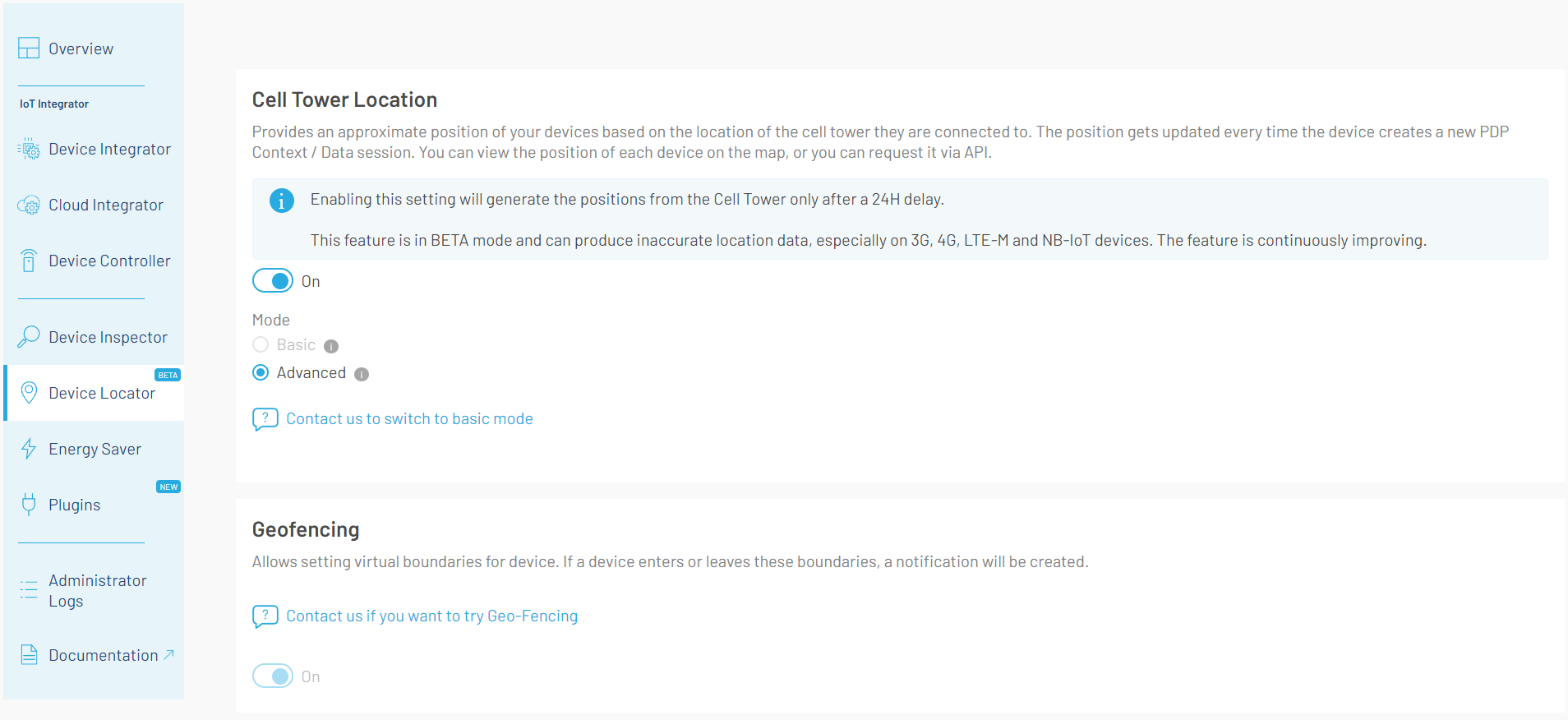 Enabling the Cell Tower location feature