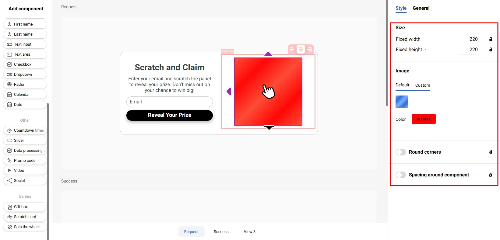 Scratch card parameters