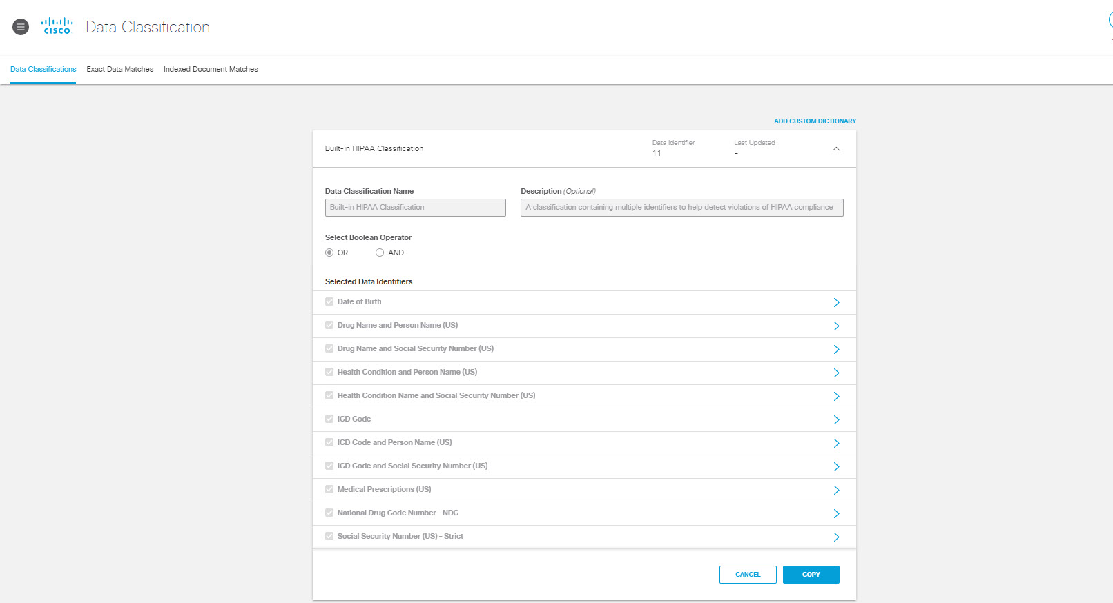 Create a Data Classification Using a Template