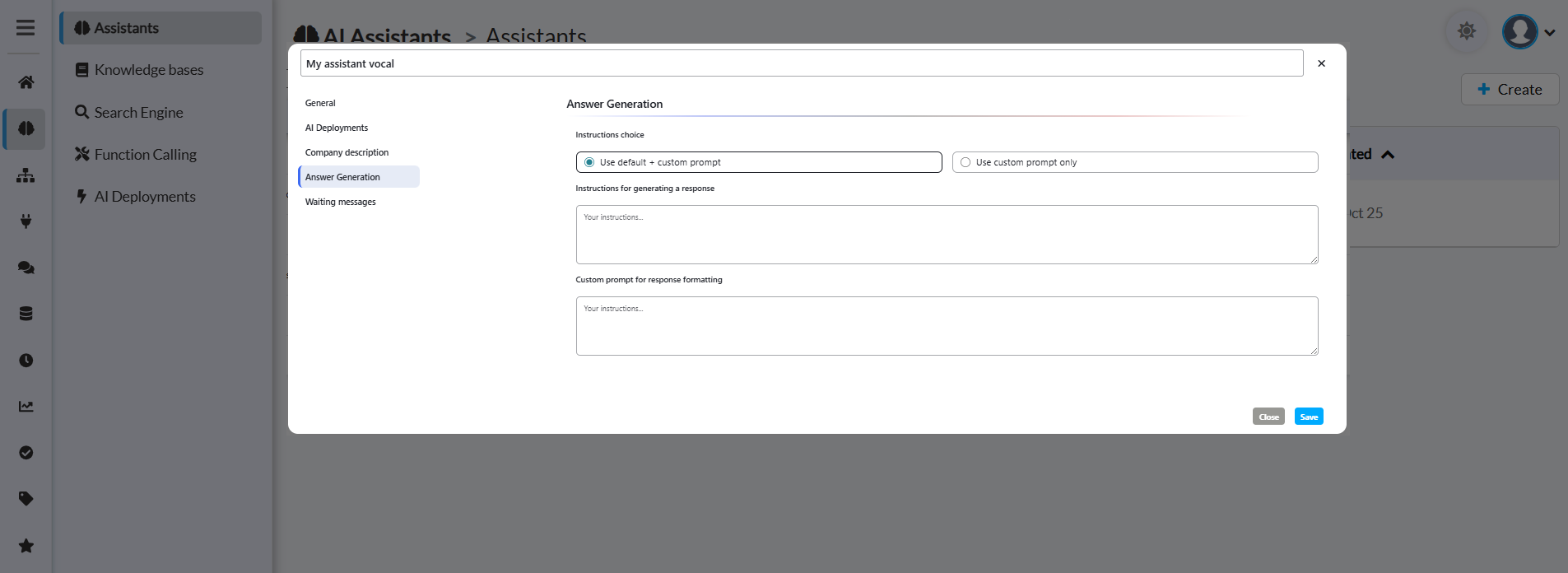 Waiting Messages configuration