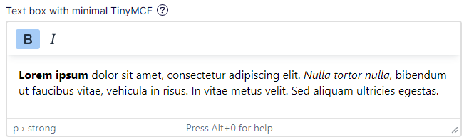 TinyMCE Toolbar minimum
