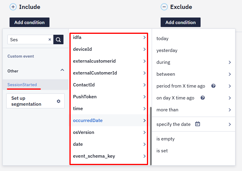Standardized event parameters