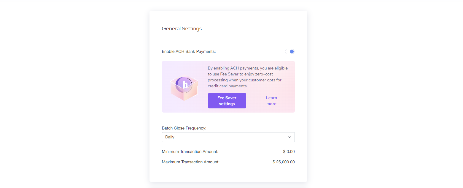 Enable ACH Bank Payments