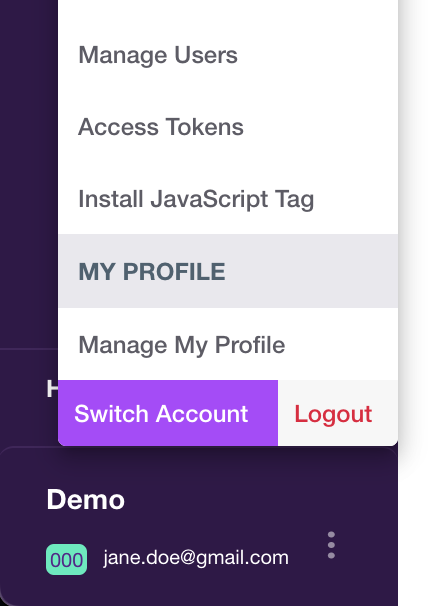 manage users menu