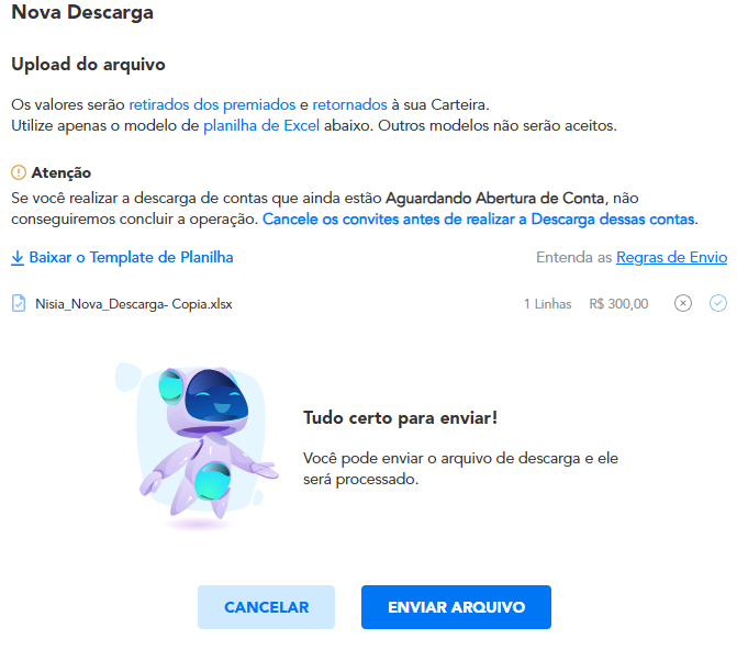 Seleção e envio de arquivo
