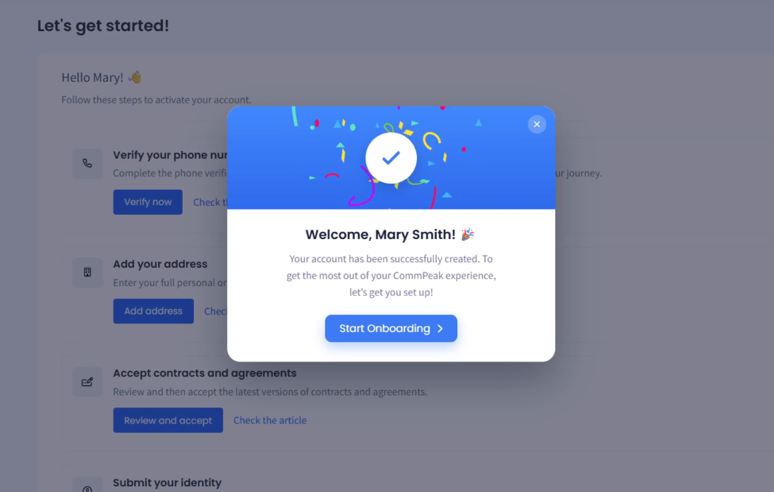 Screenshot with the Welcome page