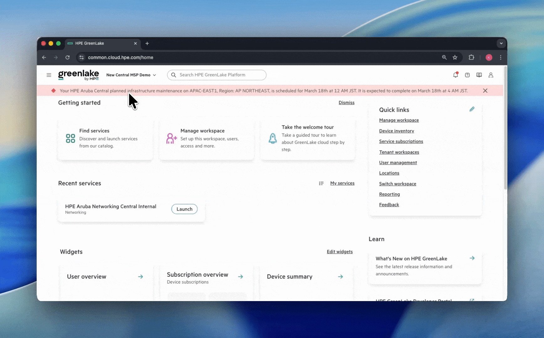 Steps to find Workspace ID on GLP Platform