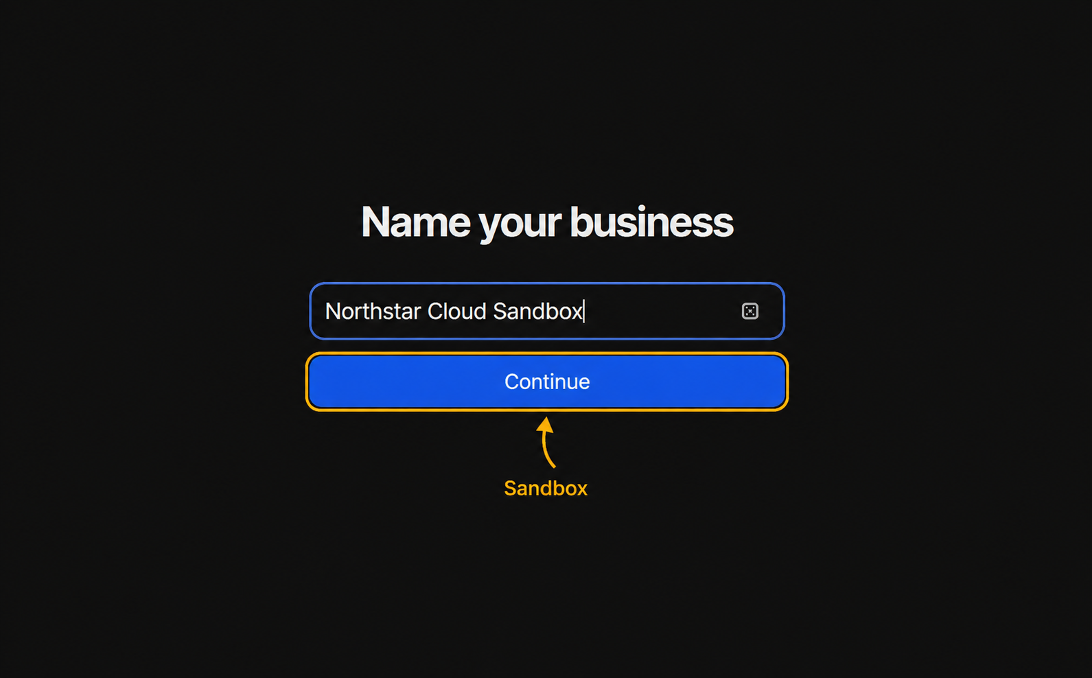 Create a Sandbox business