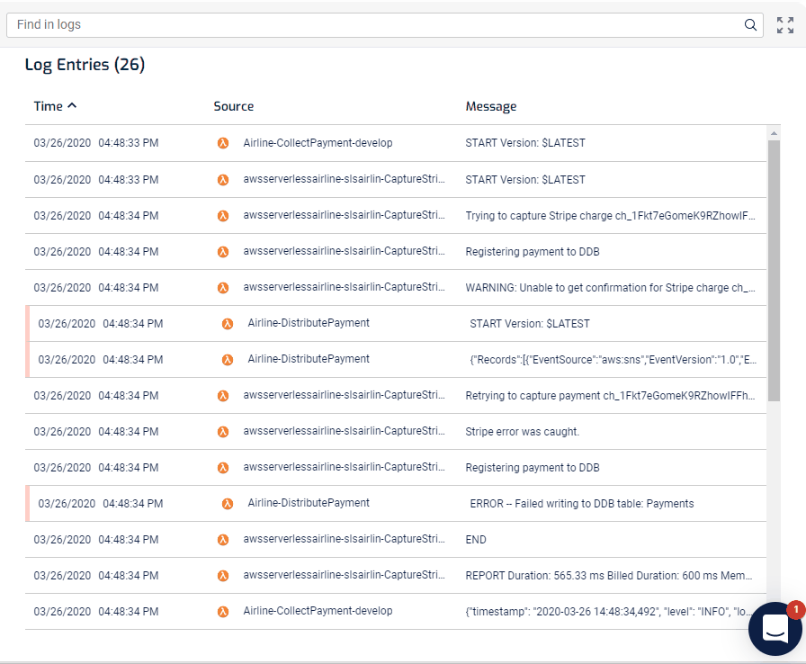 logs_search.gif To find specific text in your Logs, use the top bar.