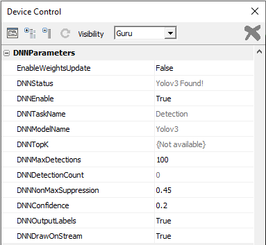 FAST and GFTT settings exposed by a Bottlenose camera.