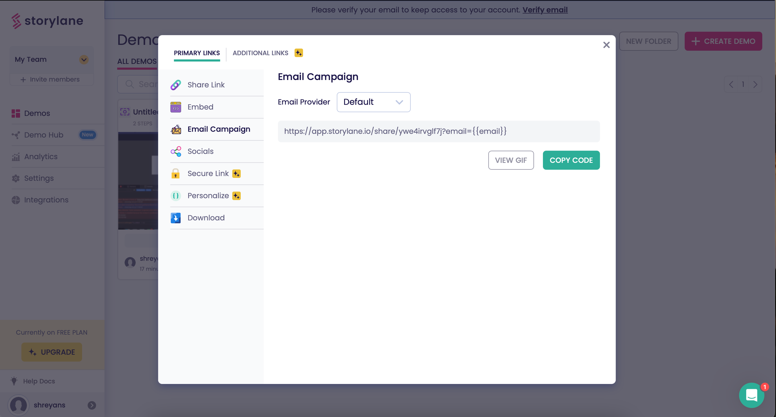 Create Demo Links in Storylane