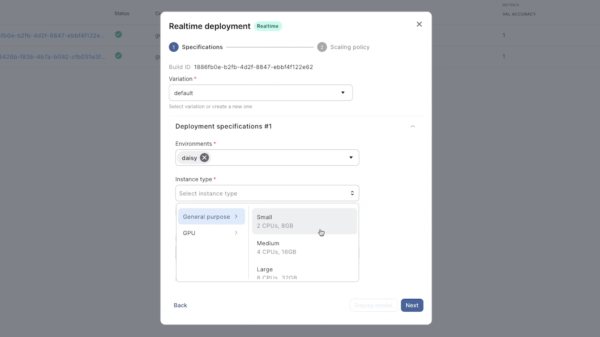 Select an instance size from a wide variety of options