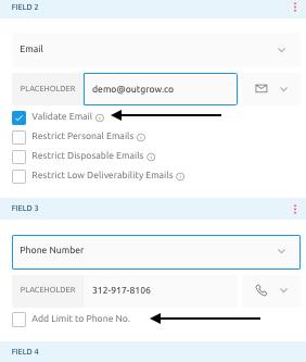 Email and Phone Number field