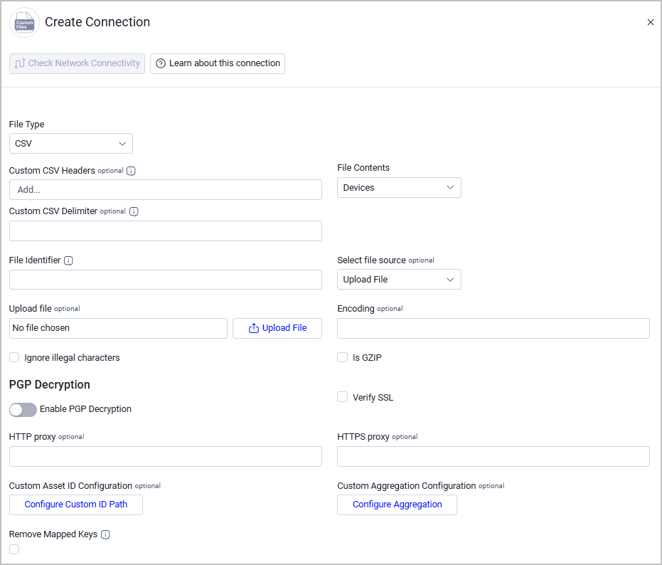 CustomFilesConnectionParameters