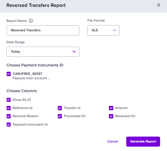 Reversed Transfers Report