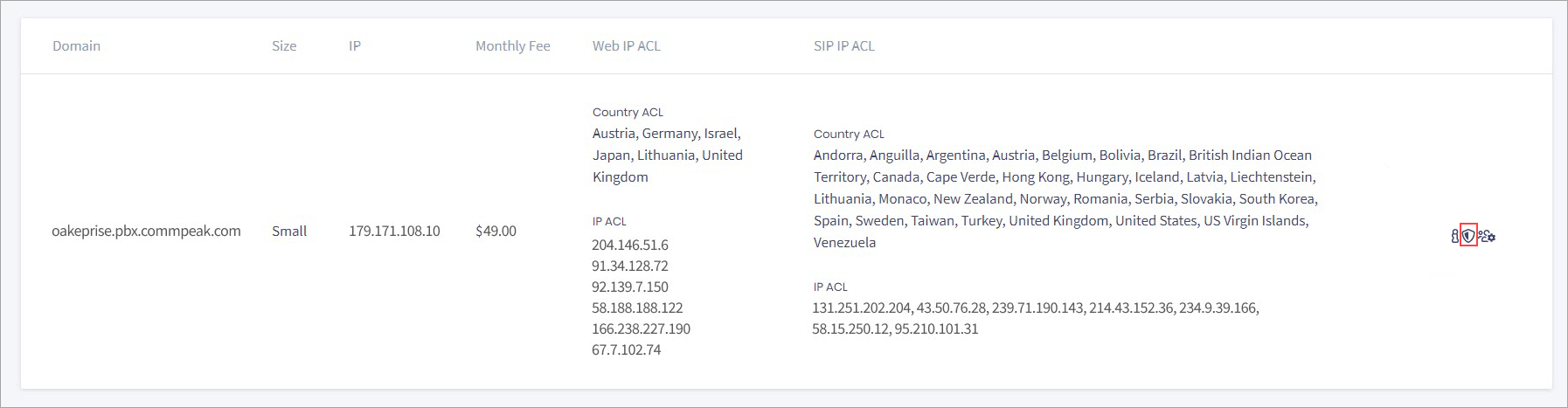 Screenshot of the PBX Instances page