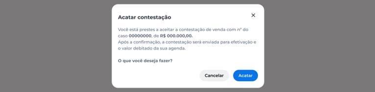 Tela de confirmação para processar a solicitação