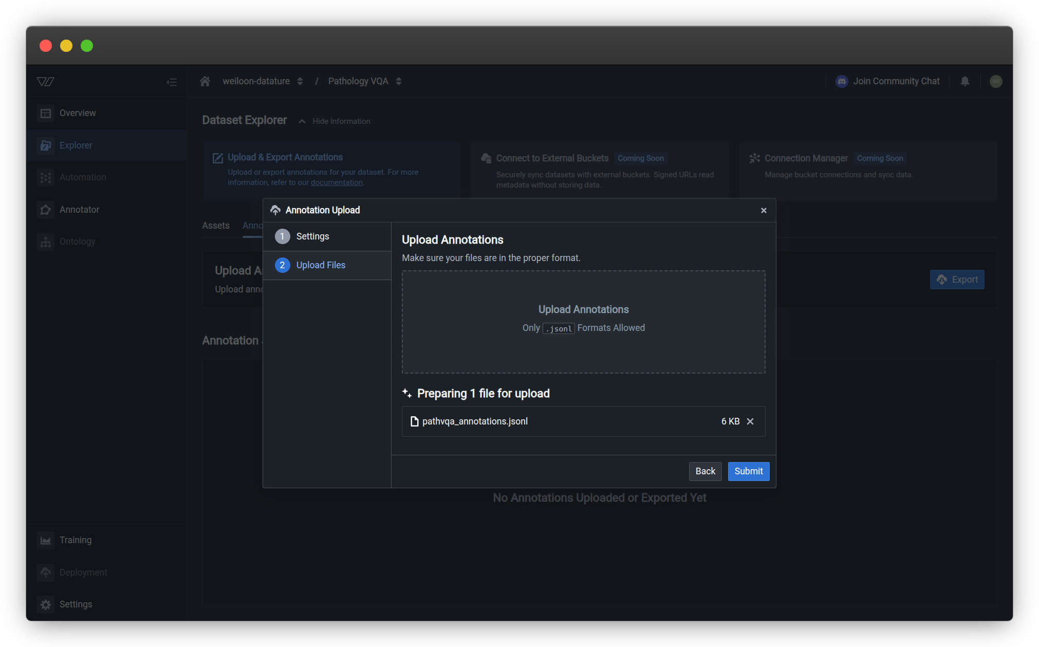 Annotation file upload