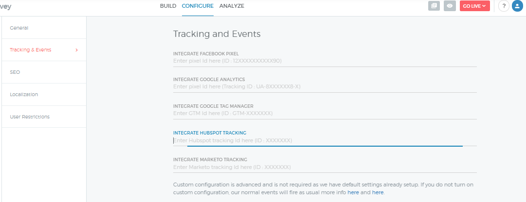 Screenshot (79).png NOTE: You can locate your Hubspot Tracking ID in your Hubspot Form by navigating to Settings >> Account Setup >> Tracking & Analytics and clicking on Tracking Code.
