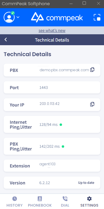 Screenshot of the Technical Details section