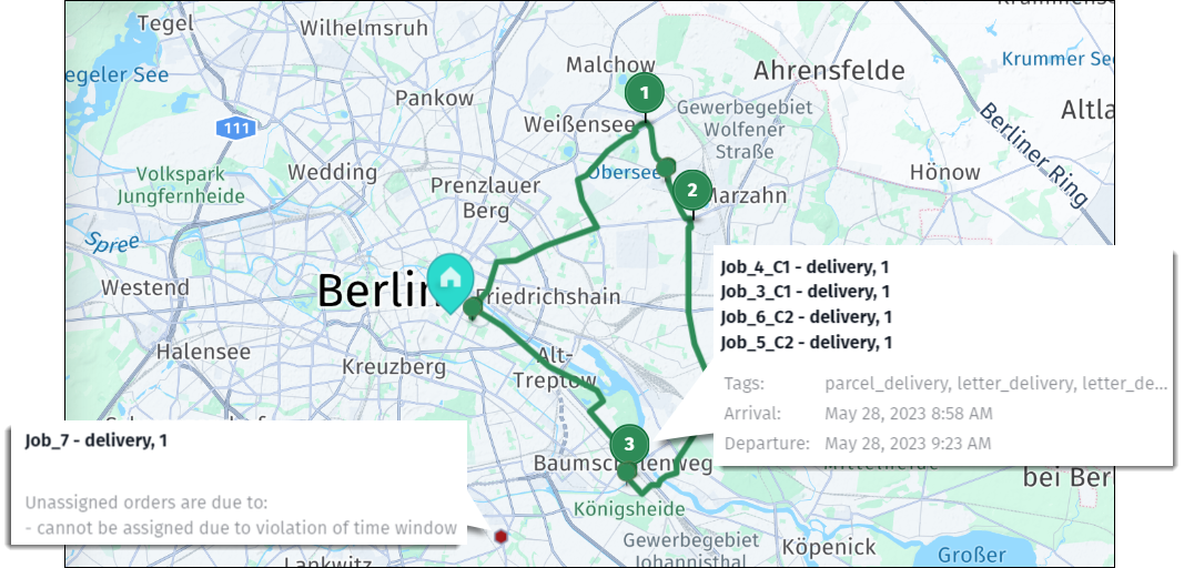Solution visualization for a tour with several jobs at the same location - no householdKeyID used