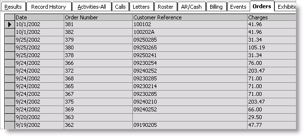 From Customers, select Manage customers, open a customer record, select the Orders tab, and click Current