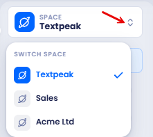 Screenshot of the button for switching between spaces
