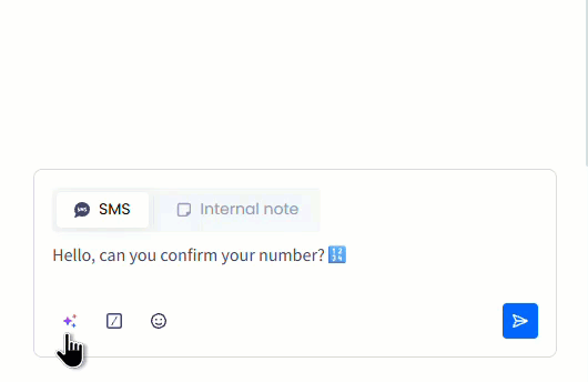 Screenshot of rewriting message with AI