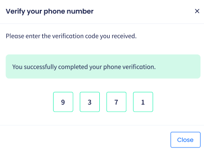 Screenshot of the Phone Number Verification dialog