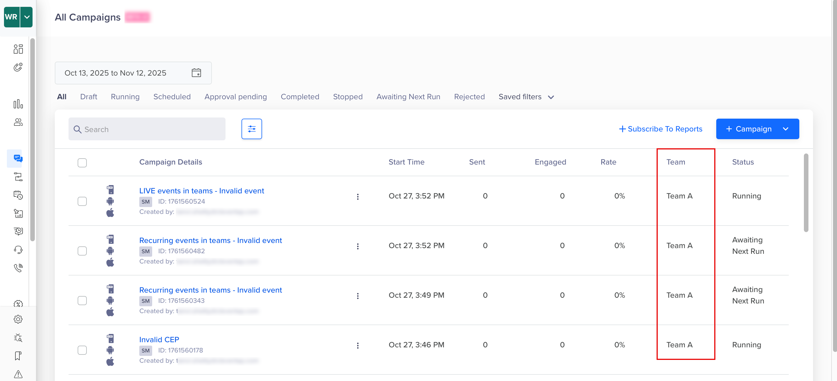View Assigned Team for Engagements