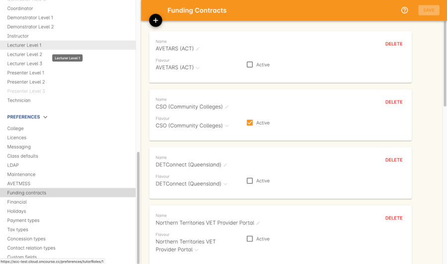 Figure 59. Funding Contracts in the General Preferences window