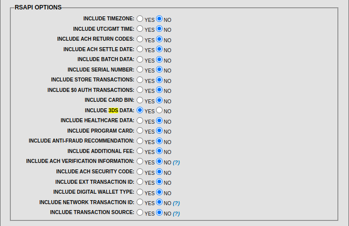 PayConex® Portal RSAPI Options