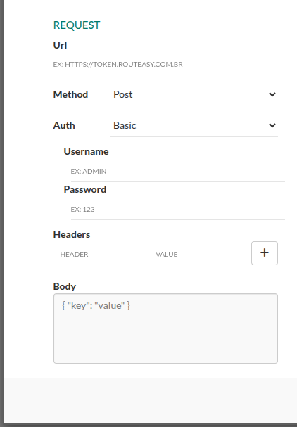 Configuração do lado _REQUEST_, olhar o pontos acima para entender cada campo