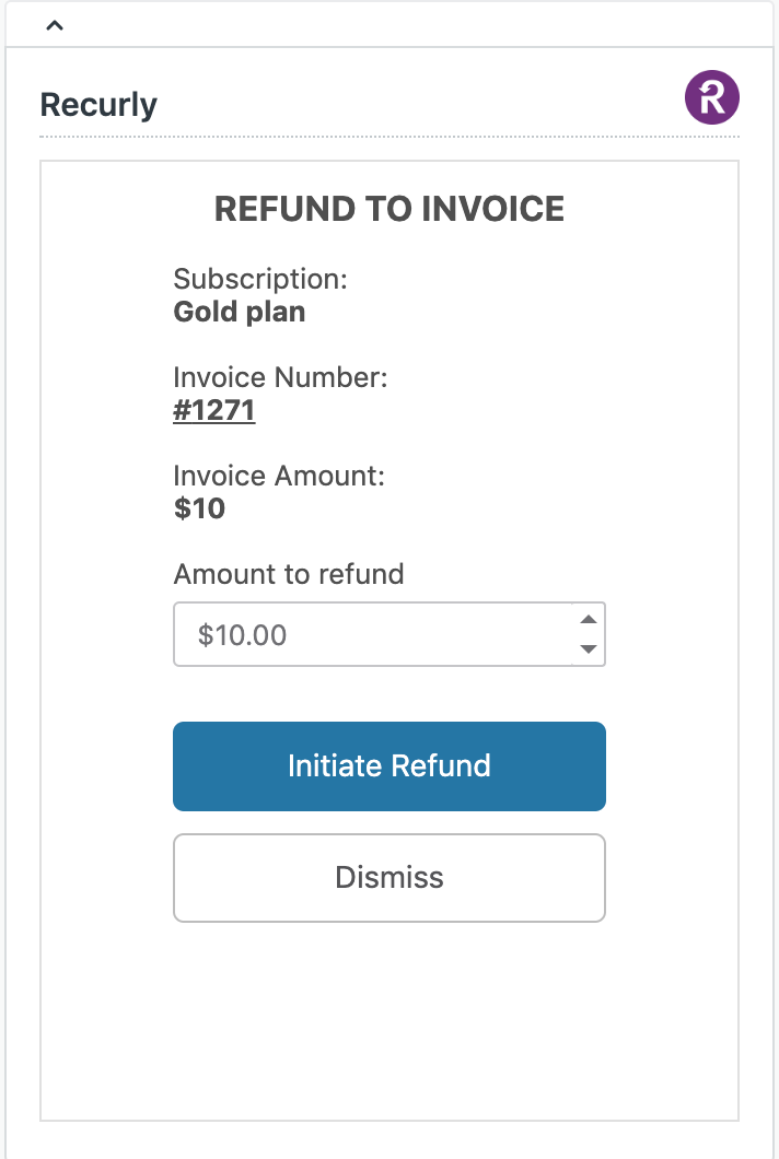 Refund a subscription directly from Recurly for Zendesk.