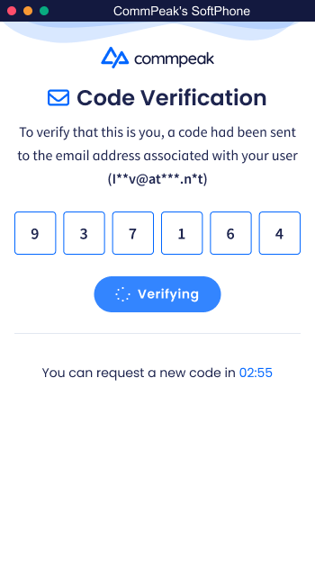 Screenshot with email-based 2FA