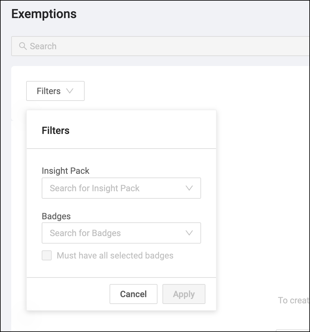 Exemptions - Filtering