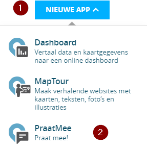 Figuur 1 - Nieuwe App aanmaken in de Startpage.