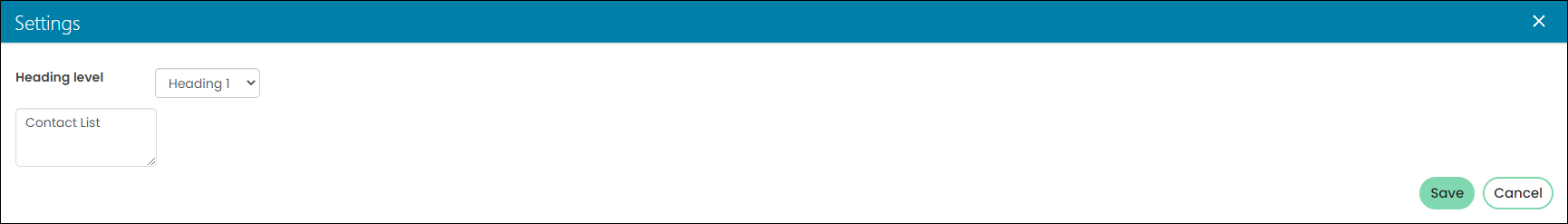 Changing the Heading level