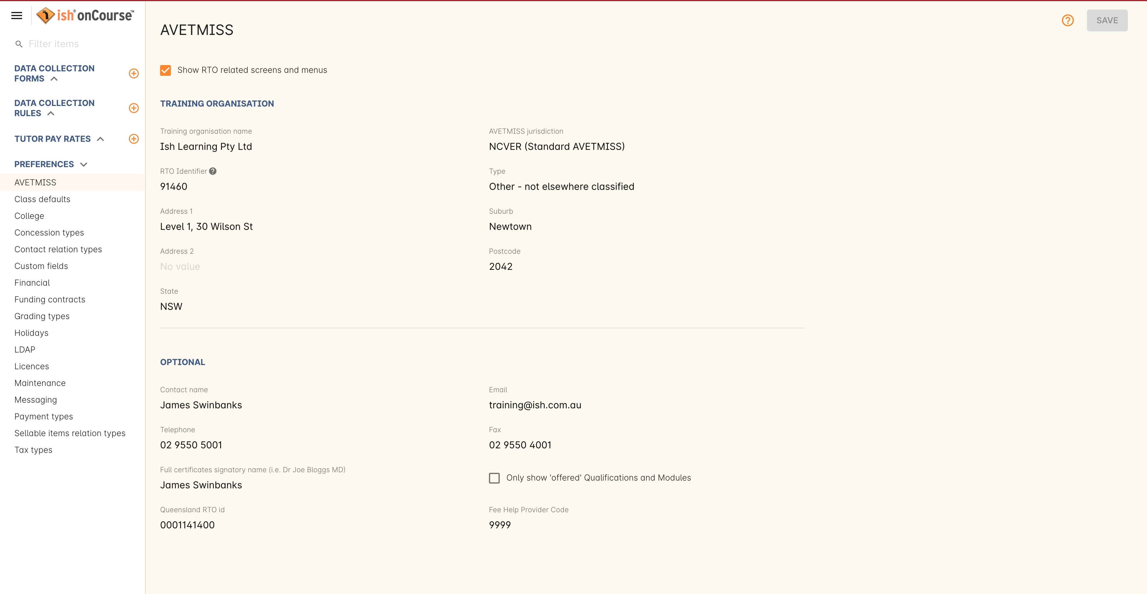 Figure 421. Updating signatory name via General Preferences