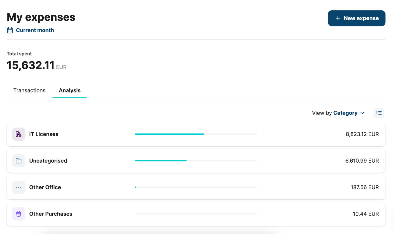 Expenses filtered by category in current month