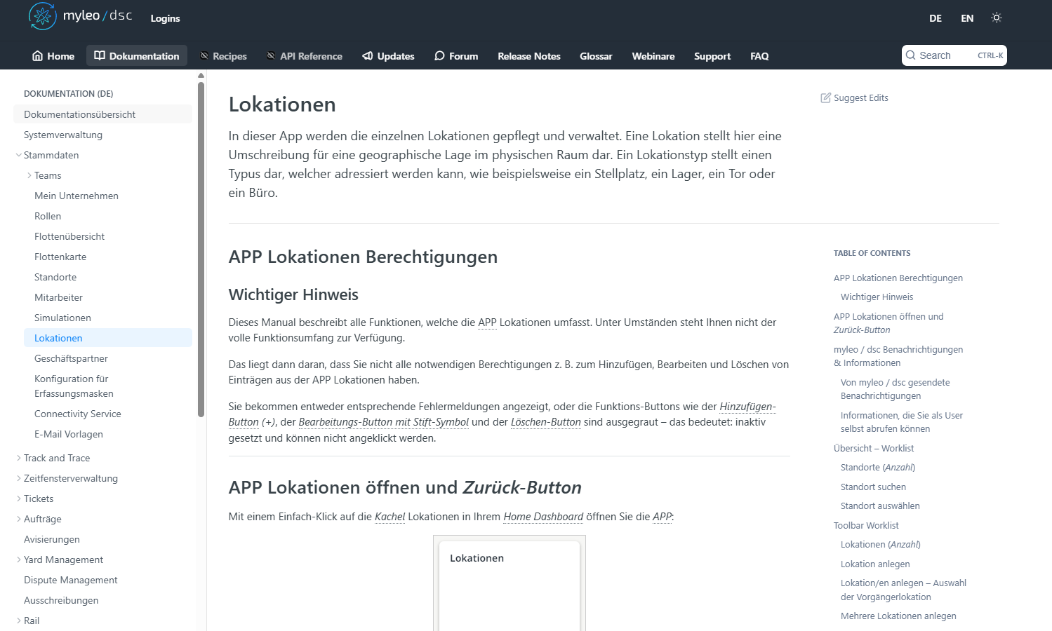 Neue Dokumentation "Lokationen App"